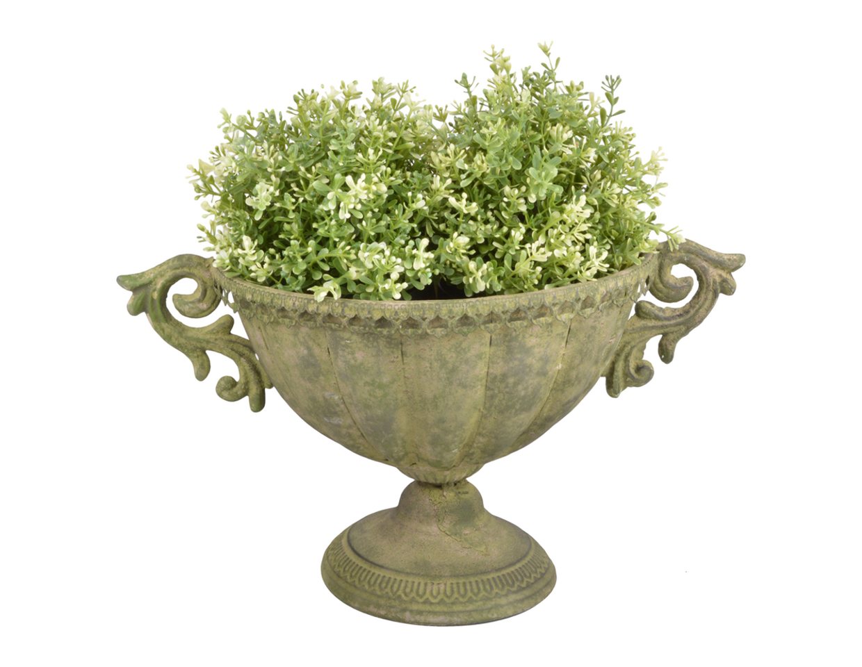 Esschert Design BV Pflanzkübel Aged Metall Pokal Vintage Shabby grün Pflanzpokal L 38,8 x T 22,9 (1 St) von Esschert Design BV