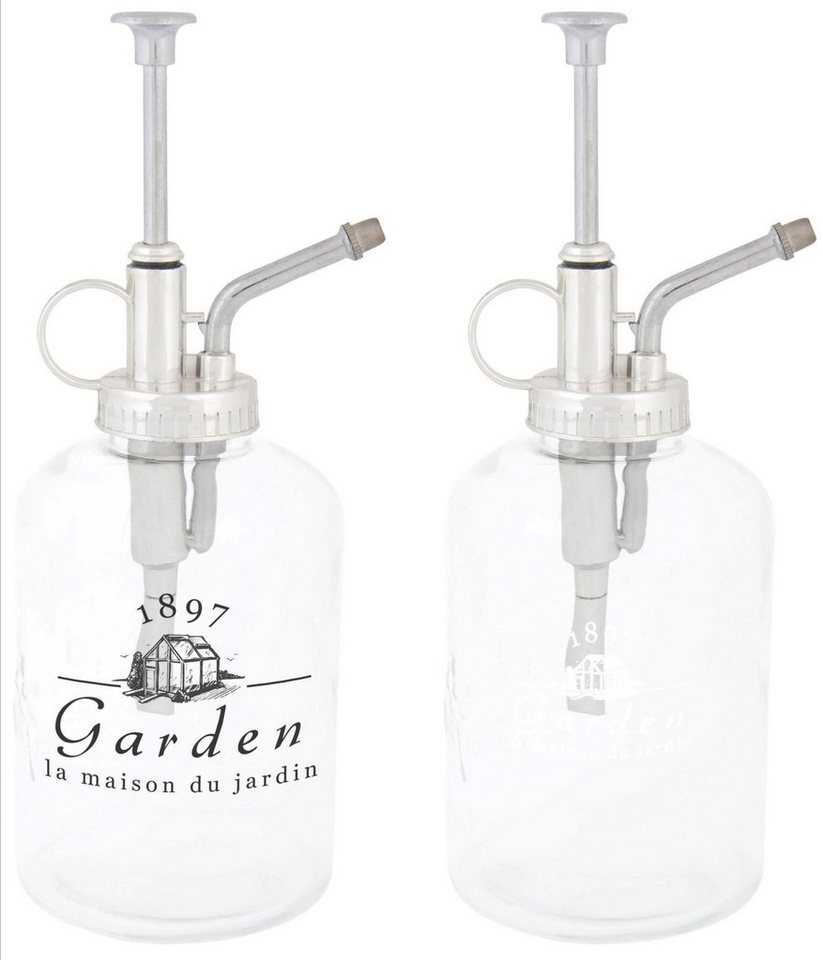 esschert design Sprühflasche, (Set, 5-tlg), Zerstäuber mit Motiv Garden", aus Glas, Maße: 9.4 x 7.7 x 20 cm" von esschert design