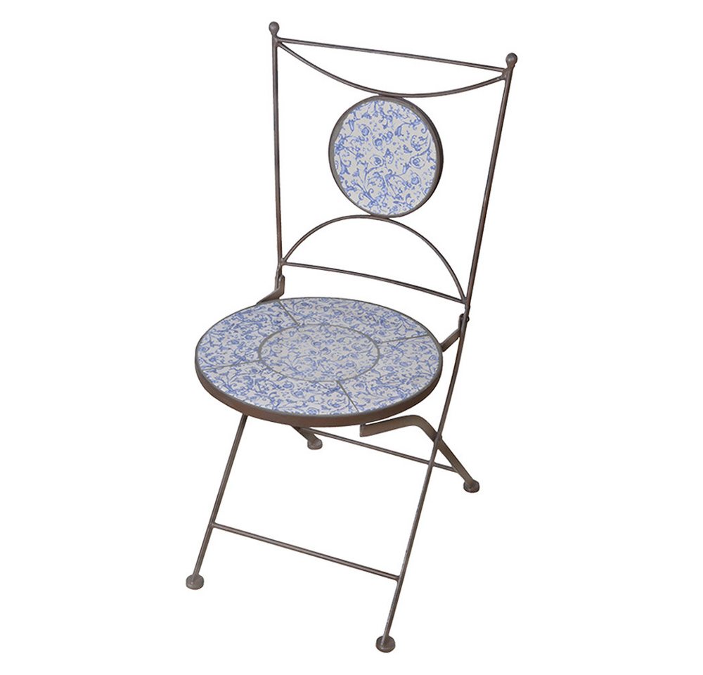 Esschert Design BV Stuhl Esschert Design Aged Ceramic Stuhl, weiß/blau, 42x54.2x88.5 cm, AC90 von Esschert Design BV