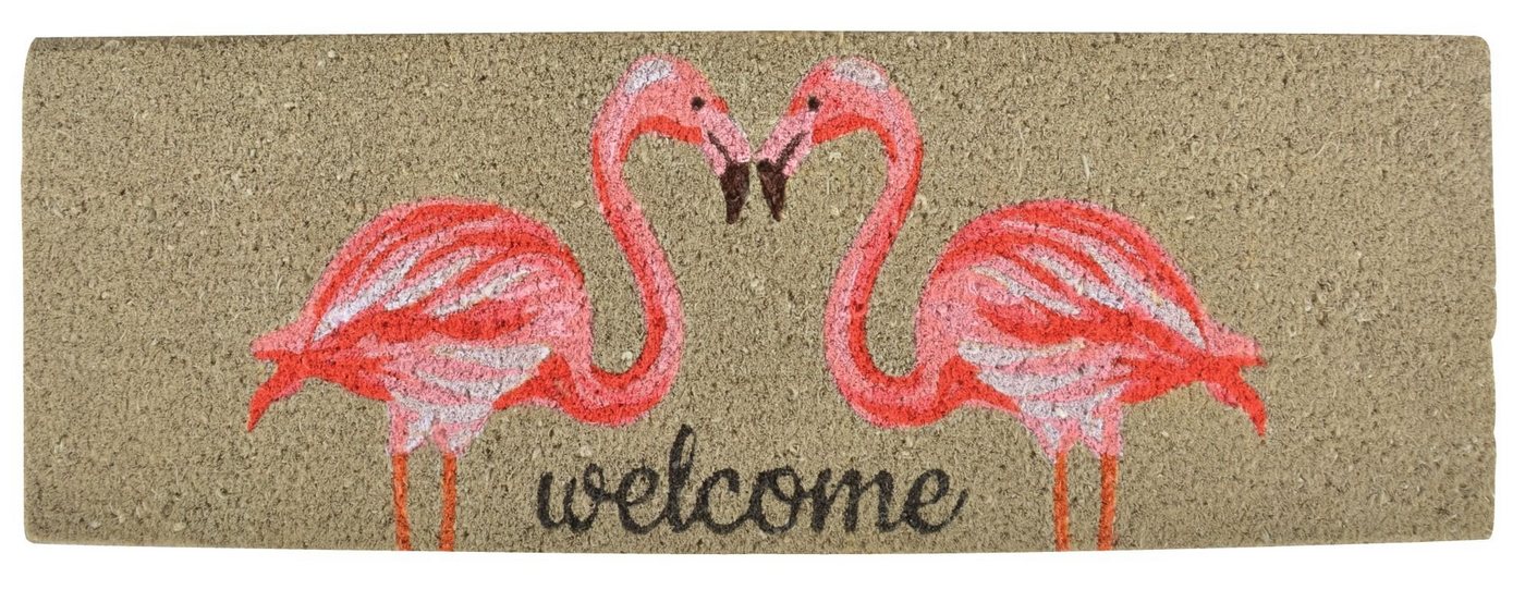 Fußmatte, esschert design, Kokosmatte Flamingo, Maße: 75 x 25 x 1, 8 cm von esschert design