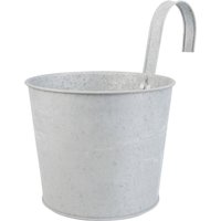 2 Stück Esschert Design Blumentopf, Übertopf mit Haken auf Aufhängen in grau aus verzinktem Metall, 2 Liter, ca. 28 cm x 18 cm x 25 cm von Esschert Design