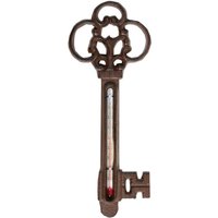 2 Stück Esschert Design Thermometer, Temperaturmesser Motiv Schlüssel aus Gusseisen, ca. 8,7 cm x 22 cm von Esschert Design
