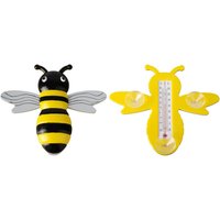 3 Stück Esschert Design Fensterthermometer, Temperaturmesser Motiv Biene mit Saugnapf, von Innen ablesbar, ca. 22 cm x 20 cm von Esschert Design