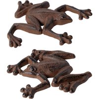 3 Stück Esschert Design Gartenfigur, Skulptur Frosch aus Gusseisen, sortiert, ca. 14 cm x 12 x 1,7 cm von Esschert Design
