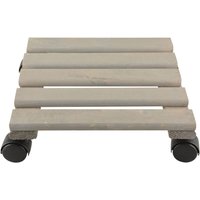 3 Stück Esschert Design Pflanzentrolley, 30 x 30 x 8 cm, aus Holz, quadratisch, Größe L, mit 4 Kunststoffrollen von Esschert Design