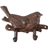 3 Stück Esschert Design Wandhaken, Garderobenhaken mit Vogelmotiv, Doppelwandhaken aus Gusseisen, ca. 17 cm x 4,2 cm x 12 cm von Esschert Design