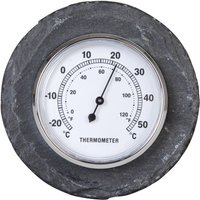 5 Stück Esschert Design Thermometer, Temperaturmesser aus Schiefer, rund, Anzeige in Fahrenheit und Celsius, Ø ca. 10 cm von Esschert Design