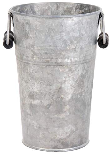 Esschert Design 2 Stück Blumentopf, Übertopf Vase in grau aus verzinktem Metall, Größe S, ca. 16 cm x 14 cm x 21 cm von Esschert Design
