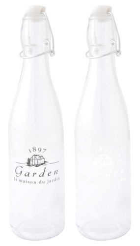 Esschert Design 2 Stück Glasflasche Garden mit Hebelverschluss, ca. 7,1 cm x 7,1 cm x 27 cm von Esschert Design