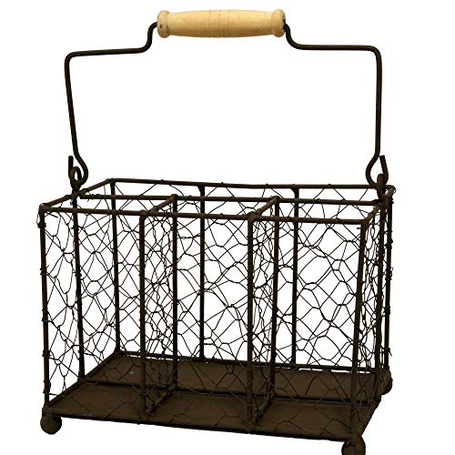 Esschert Design 2in1 Besteckkasten und Servietten-Halter mit Transportgriff, stabiles Eisengestell mit Standfüßen, 21 x 15 x 16 cm, Besteckkasten von Esschert Design