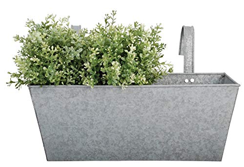 Esschert Design 3 Stück Balkonkasten aus verzinktem Metall, 40 x 15 x 15 cm, 7500 ml, Antikzink-Blumenkasten mit Einhängehaken, geschlossener Boden von Esschert Design