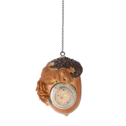 Esschert Design 37000566 Eichhörnchen und Erdnussbutter-Futterspender zum Aufhängen, Kunstharz von Esschert Design