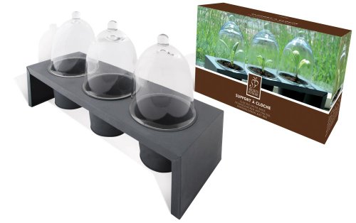 Esschert Design 3er Pflanzglocken, 3 Blumenglocken, Anzuchtglocken mit Ständer ca. 41 cm x 26 cm, 16cm hoch, Glocke Ø innen 10,5cm, Höhe 14,5 cm von Esschert Design