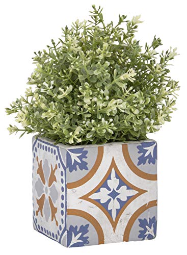 Esschert Design Blumentopf‚ Portugiesische Kacheln aus Beton, Größe S, 11,3 x 11,3 x 10,9 cm, quadratischer Blumentopf, Pflanztopf von Esschert Design