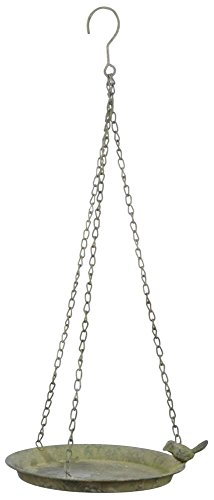 Esschert Design am Grün Hängetränke 1 Vogel aus veraltetem Metall, 24,3 x 24,3 x 5,3 cm von Esschert Design