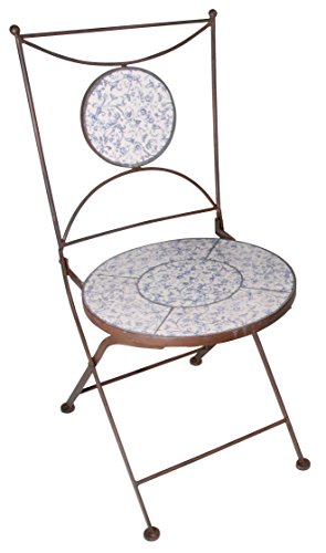 Esschert Design Aged Ceramic Stuhl, weiß/blau, 42x54.2x88.5 cm, AC90 von Esschert Design