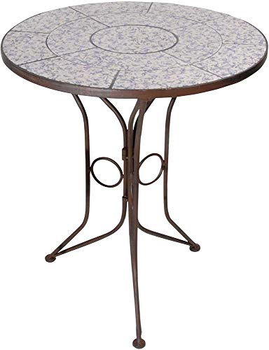 Esschert Design Aged Ceramic Tisch, weiß/blau, 60x60x69.5 cm, AC91 von Esschert Design
