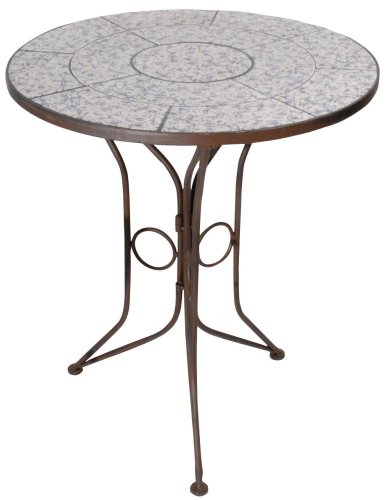 Esschert Design Aged Ceramic Tisch, weiß/blau, 60x60x69.5 cm, AC91 von Esschert Design