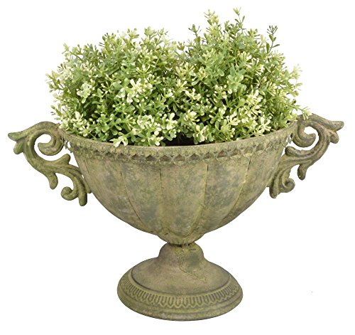 Esschert Design Aged Metal Grün Vase oval S aus veraltetem Metall, 40,0 x 23,4 x 24,0 cm von Esschert Design