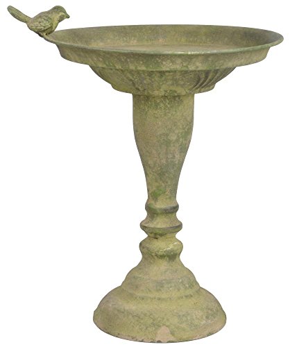 Esschert Design Aged Metal Grün Vogeltränke auf Fuß aus veraltetem Metall, 23,9 x 23,9 x 32,5 cm von Esschert Design