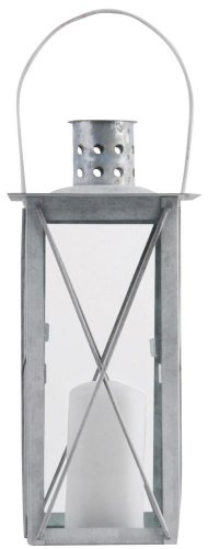 Esschert Design Laterne, Windlicht Farol in grau aus verzinktem Metall, eckig, Größe S, ca. 12 cm x 12 cm x 26 cm von Esschert Design