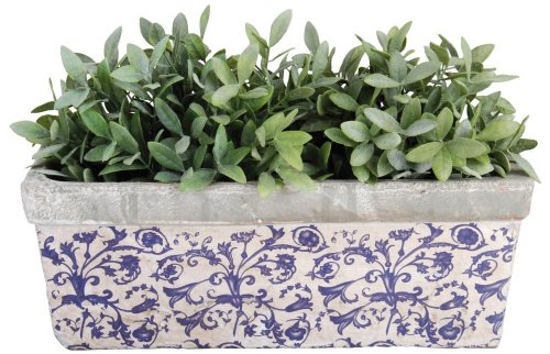 Esschert Design Balkonkasten, Blumenkasten aus Keramik in blau-weiß, ca. 40 cm x 16 cm x 15 cm von Esschert Design