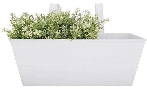 Esschert Design Balkonkasten, Blumenkasten mit Haken in weiß, 7,5 Liter, ca. 40 cm x 27 cm x 23 cm von Esschert Design