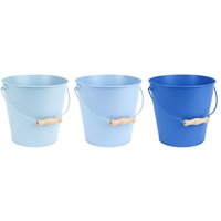 Esschert Design Blautöne Zink Eimer mit Holzgriff, Ø 20 cm, 4800ml, farbig sortiert, Wasser Eimer für Gartenarbeit, Kompost Eimer von Esschert Design