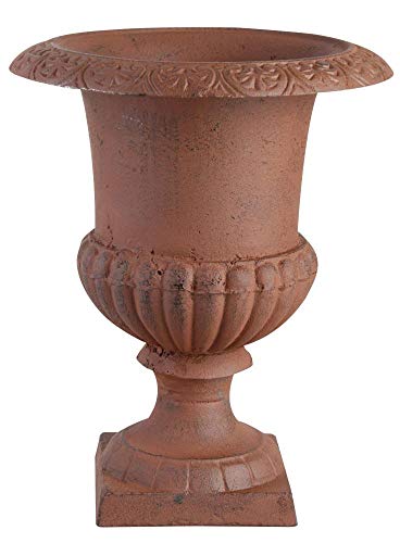 Esschert Design Blumentopf, Übertopf, Französische Vase, Amphore auf Sockel, Größe L, ca. 31 cm x 31 cm x 43 cm von Esschert Design