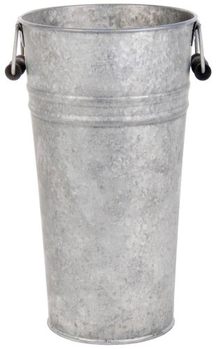 Esschert Design Blumentopf, Übertopf Vase in grau aus verzinktem Metall, Größe L, ca. 19 cm x 16 cm x 30 cm von Esschert Design