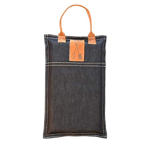 Esschert Design Denim Gartenkniekissen aus Denim (80% Baumwolle/20% Polyester)/Schaumstoff/Schweineleder, 25 x 4,3 x 40cm, von Esschert Design