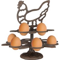 Esschert Design Eierständer aus Gusseisen, 25 x 25 x 26 cm, im Huhn-Design, für 10 Eier, Frühstücksei-Ständer von Esschert Design