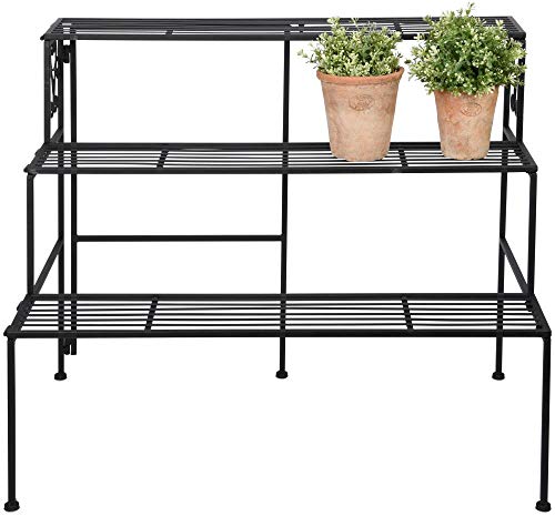 Esschert Design Etagere 3 Ebenen, aus Eisen, faltbar 78,9 x 51,5 x 65,3 cm, fünf Standfüße, Stabiler Stand, ideal für Blumentöpfe, Pflanzkästen von Esschert Design