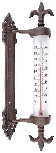 Esschert Design Fensterrahmenthermometer aus Gusseisen, PE, PS und Kerosin, 5,5 x 9,4 x 29,5 cm von Esschert Design