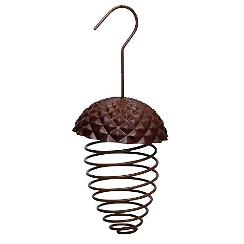 Esschert Design Futterfeder Eichel aus Eisen/Kunststoff, 9,7 x 9,7 x 22,8 cm, hängend, Futterspirale für Vogelfutter von Fallen Fruits