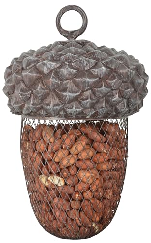Esschert Design Futterstelle Eichel aus Polyresin und Metall, 14,0 x 14,0 x 22,2 cm von Fallen Fruits