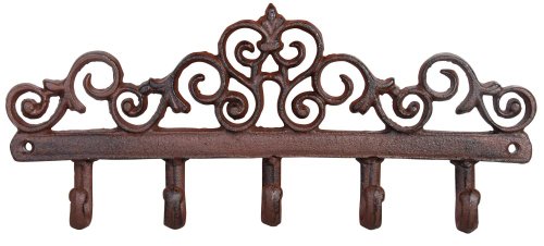 Esschert Design Garderobenleiste, Hakenleiste mit 5 Haken, ca. 32 cm x 3,8 cm x 14 cm von Esschert Design