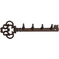 Esschert Design Garderobenleiste aus Gusseisen, Motiv Schlüssel mit 4 Haken, 29 x 2,5 x 9,4 cm von Esschert Design