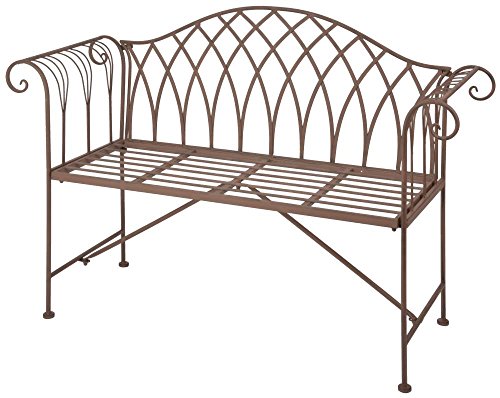 Esschert Design Gartenbank aus Metall, 131 x 46 x 90 cm, Sitzbank, in klassischer Optik, sehr stabil von Esschert Design