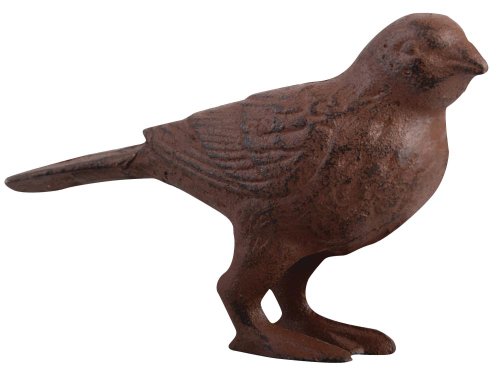 Esschert Design Gartenfigur, Skulptur Motiv Vogel, stehend, aus Gusseisen in braun, ca. 12 cm x 4,5 cm x 8 cm von Esschert Design
