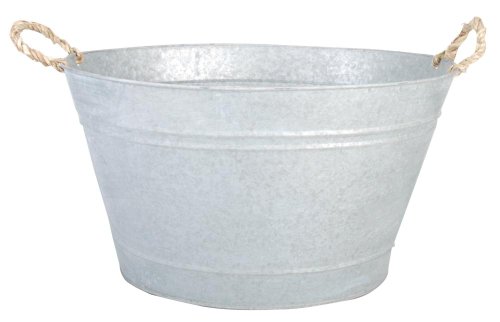 Esschert Design Gartenwanne, Pflanzwanne in grau aus verzinktem Metall, 30 Liter, ca. 47,5 cm x 38,4 cm x 26,2 cm von Esschert Design