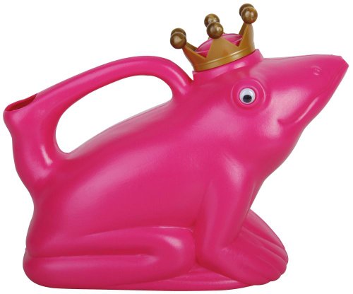 Esschert Design Gießkanne, Wasserkanne Motiv Froschkönig in pink aus Kunststoff, ca. 24 cm x 12 cm x 20 cm von Esschert Design