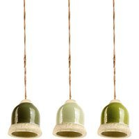 Esschert Design Grüntöne Futterglocke sortiert aus Ton/Hanfseil, 10 x 10 x 10,8 cm, Futterstation für Vögel, Vogelfutter-Glocke von Esschert Design