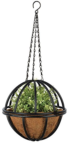 Esschert Design Hanging Basket Kugel mit Metallgestell, Ø 25cm, mit Kokoseinlage, Höhe 13 cm, mit Aufhängekette von Esschert Design