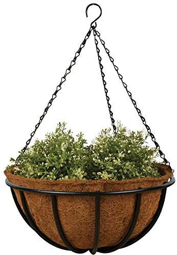 Esschert Design Hanging Basket mit Metallgestell, Ø 35 cm, mit Kokoseinlage, Höhe 13 cm, mit Aufhängekette von Esschert Design