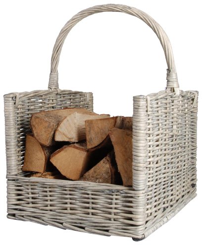 Esschert Design Kaminholzkorb, Brennholzkorb in grau, ca. 46 cm x 36 cm x 52 cm von Esschert Design