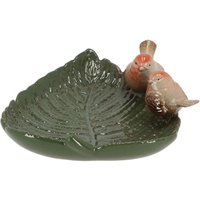 Esschert Design Keramik Vogeltränke Blatt mit zwei Vogelfiguren 19 x 21 x H6,5 cm, Vogelbad und Futterstation Esschert Design Keramik Vogeltränke Blatt mit zwei Vogelfiguren 19 x 21 x H6,5 cm, Vogelbad und Futterstation von Esschert Design