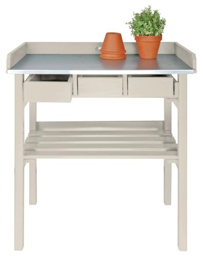 Esschert Design Pflanztisch, Gartentisch in weiß, ca. 79 cm x 38 cm x 82 cm von Esschert Design