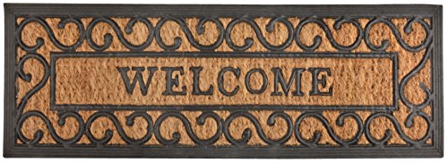 Esschert Design RB169 Welcome Tür-/Stufenfußmatte, Kokosfaser, Gummi, schwarz/braun, 75 x 25 x 0.9 cm von Esschert Design