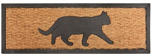 Esschert Design RB170 Katze Tür-/Stufenfußmatte, Kokosfaser, Gummi, schwarz/braun, 75 x 25 x 0.9 cm von Esschert Design